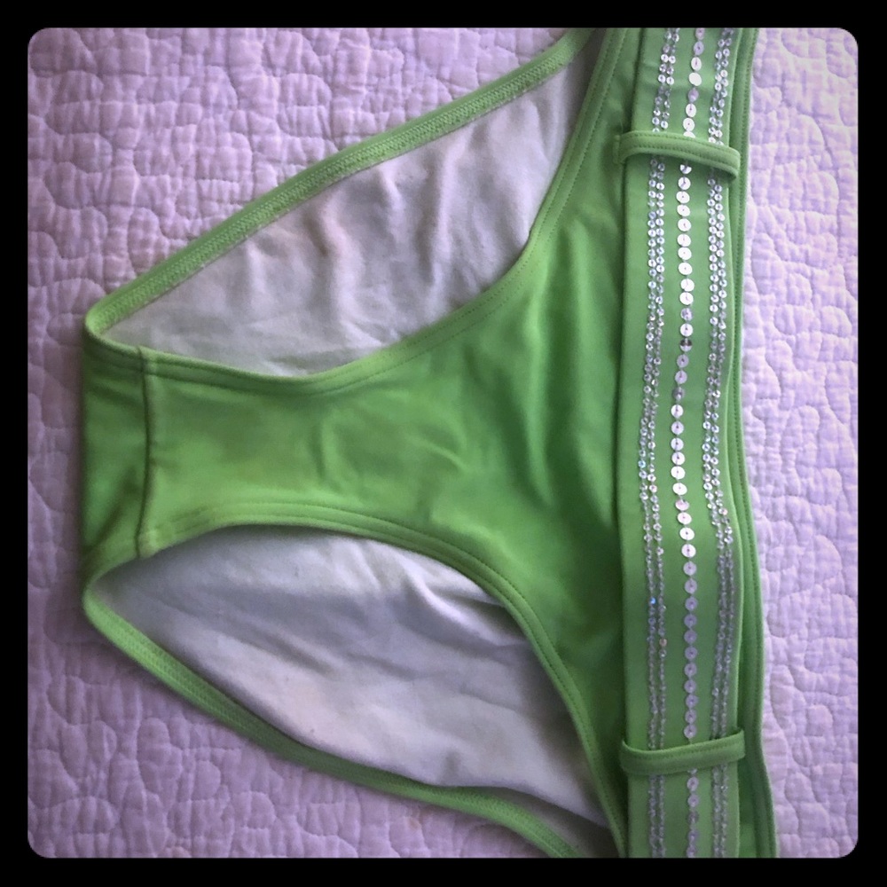 SALE Beautique , Neon green sequined bikini bottom